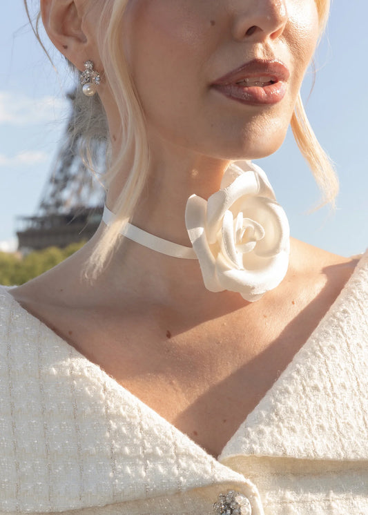 Fleur Ribbon Tie- Cream