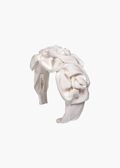Rosette Silk Headband-Cream