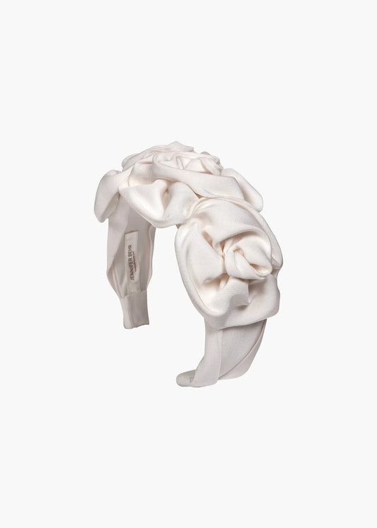 Rosette Silk Headband-Cream