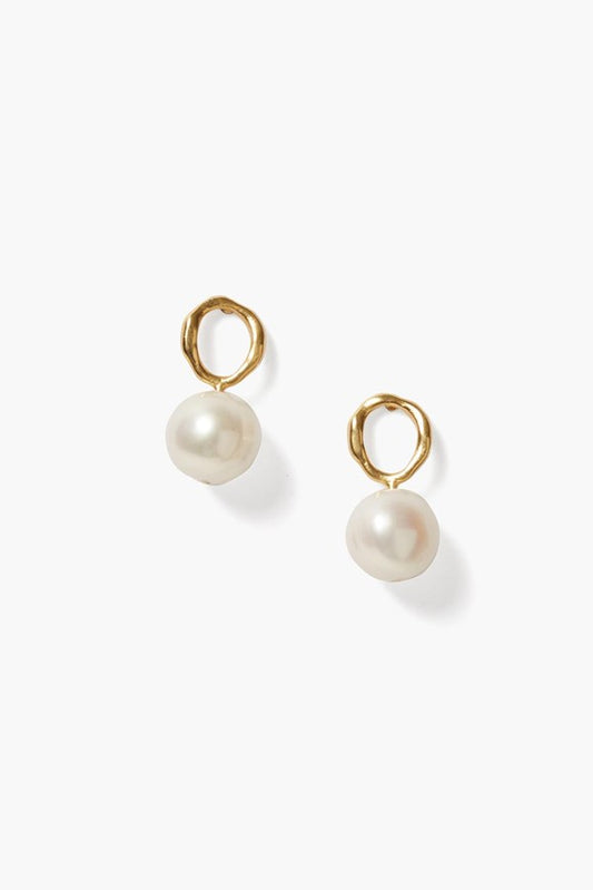 Gold Circle / Pearl Earrings